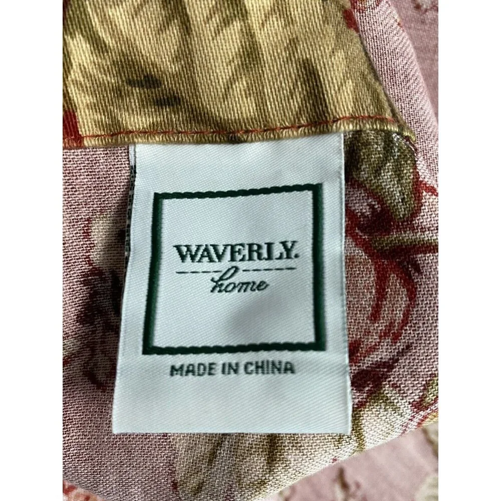 Waverly Ballad Bouquet BALLON SHADE VALANCE Curtains Crimson Red Cabbage Rose